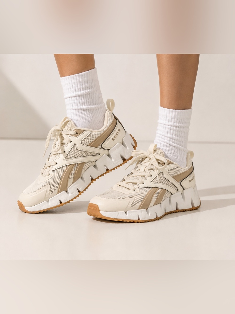 Reebok Cream White Zig Dynamica Sneakers